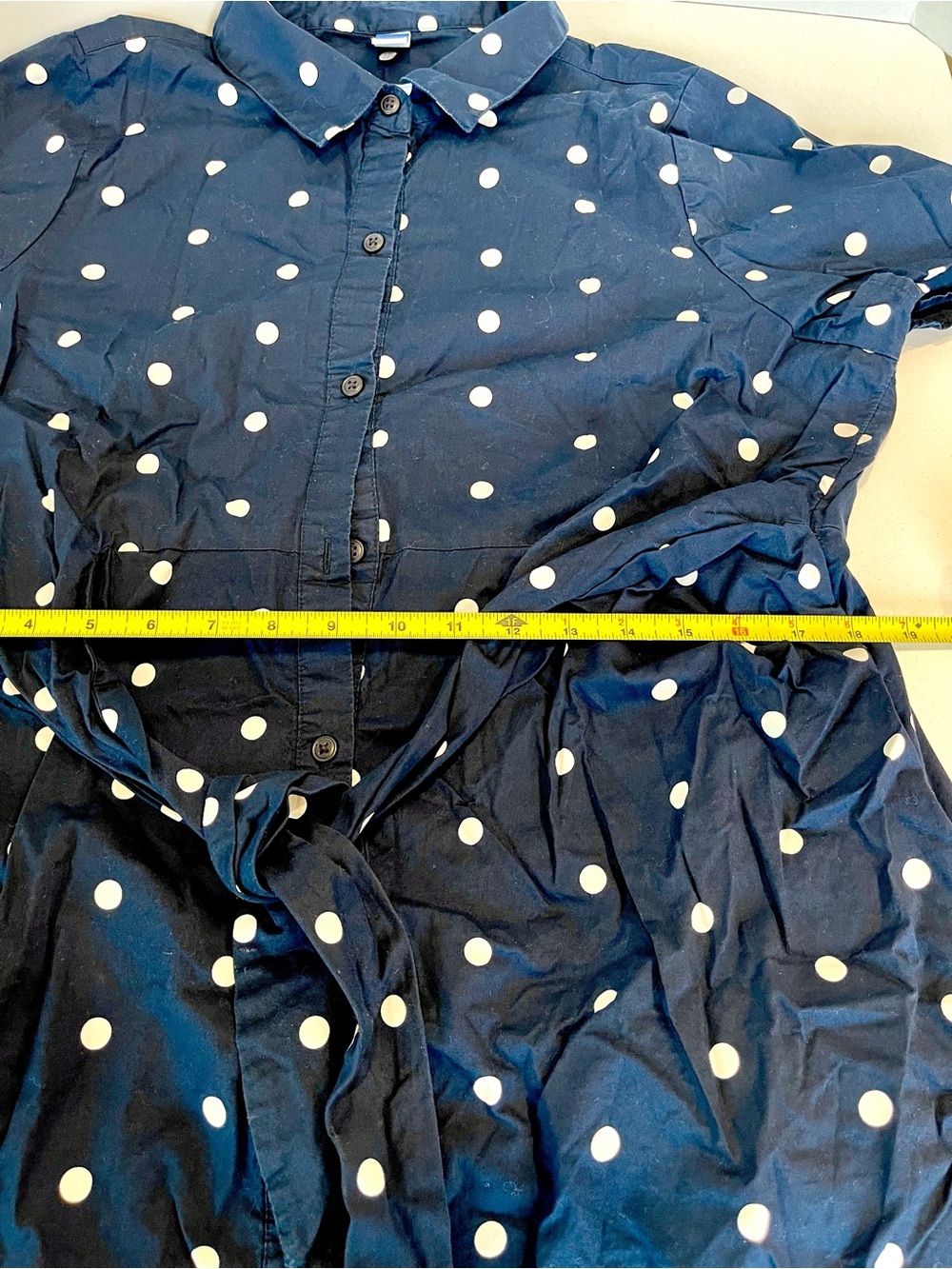 Old Navy Navy Blue Polka Dot Maternity Dress Size Large - Picture 9 of 9